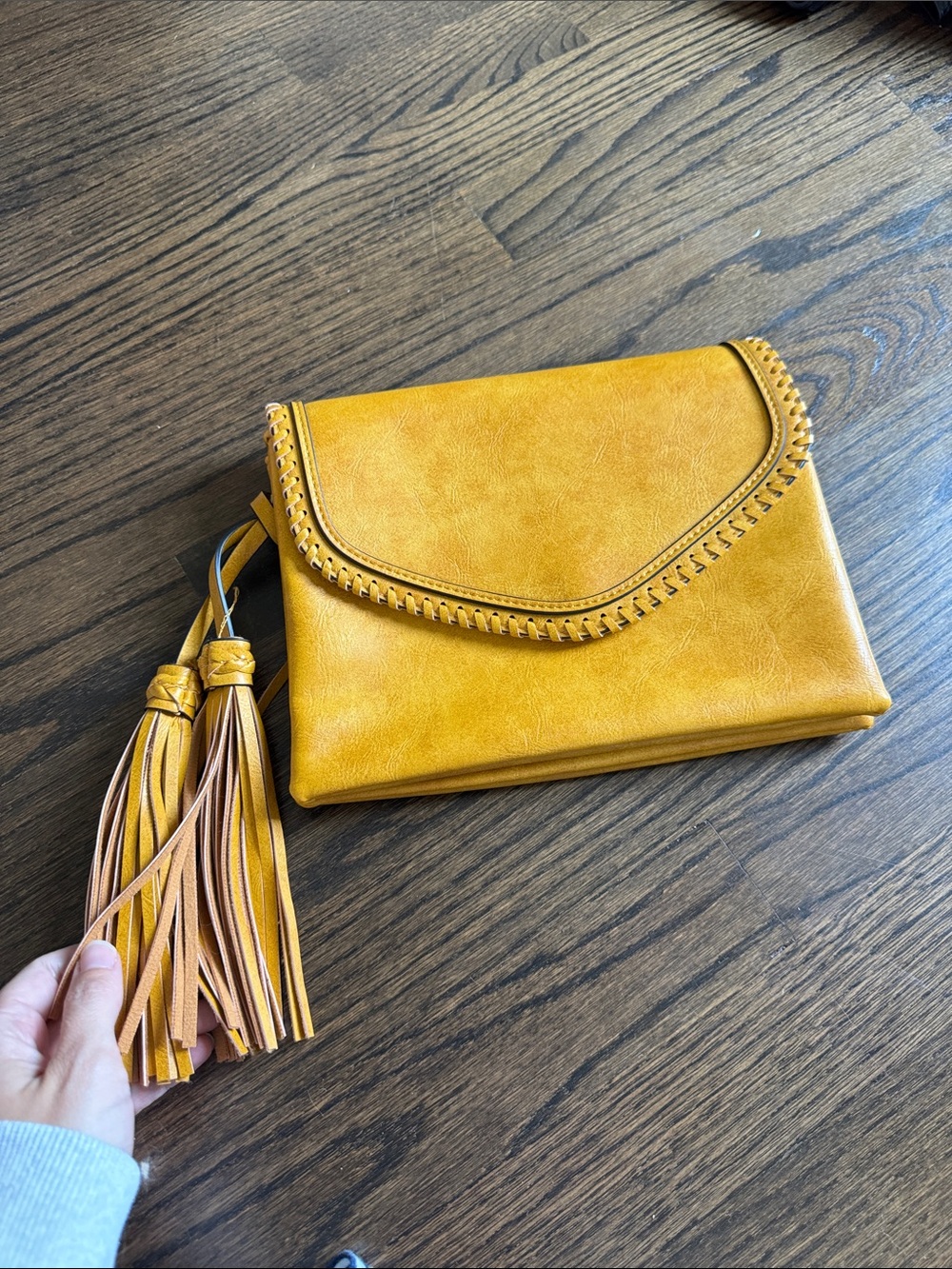 Yellow Tassel Crossbody Clutch Bag